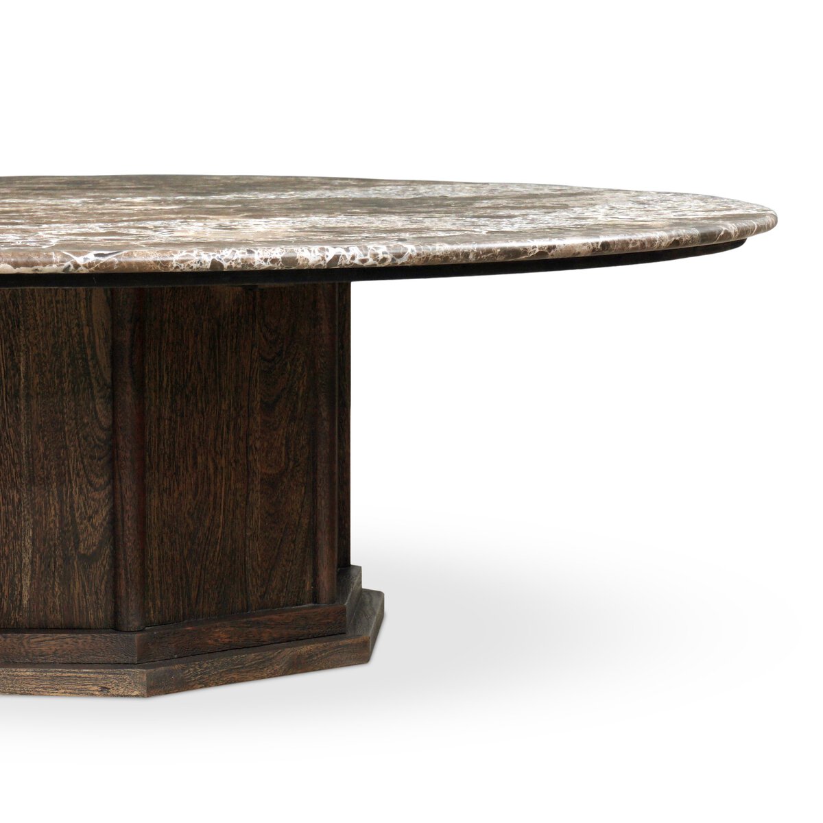 Brown Marble and Acacia Coffee Table