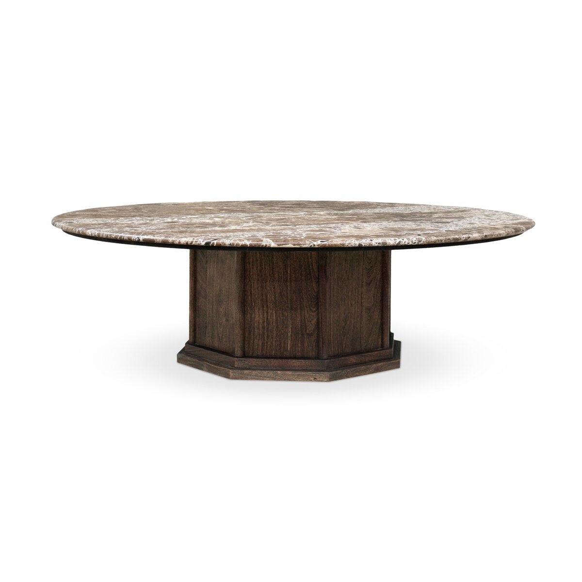 Brown Marble and Acacia Coffee Table
