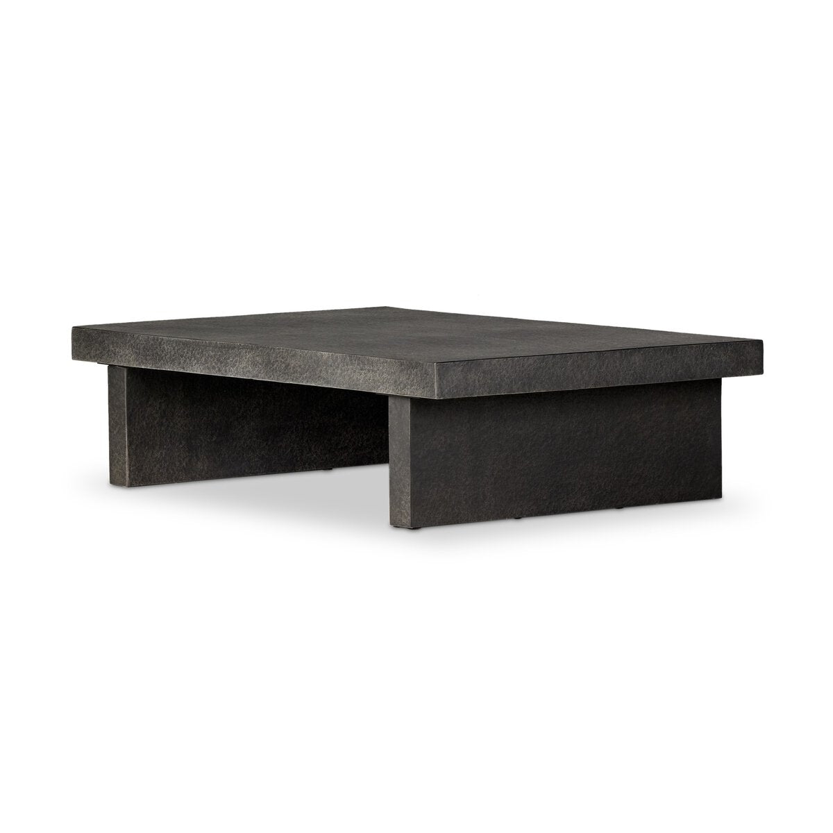 The Distressed Coffee Table features a modern rectangular concrete design with a thick, flat top and wide block-style legs, shown against a plain white background.