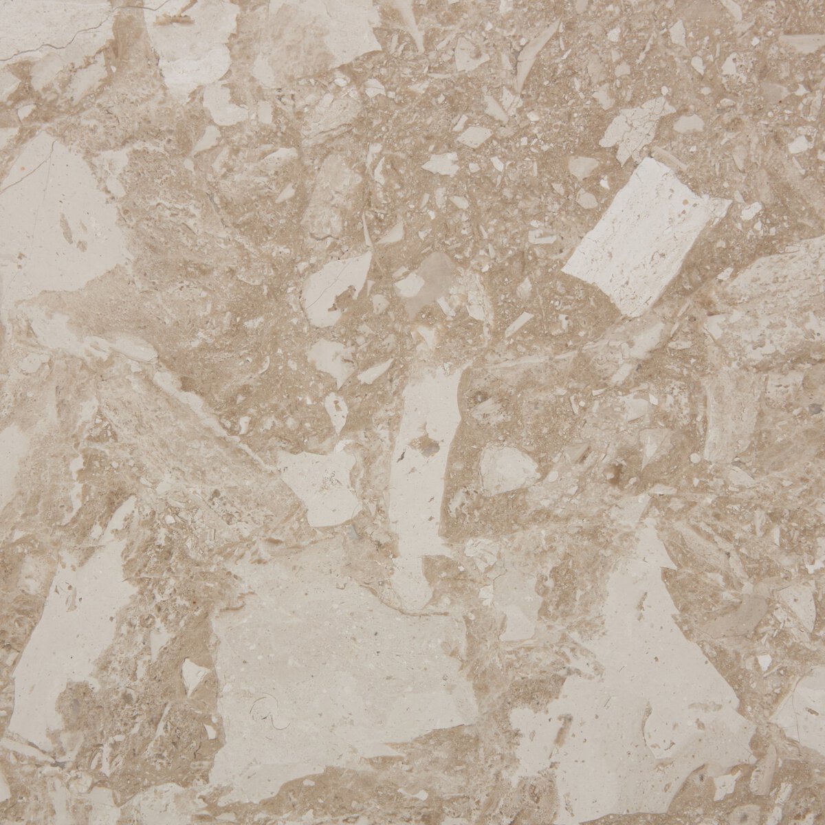Close-up of a beige and cream terrazzo surface with irregular stone fragments, ideal for adding a natural, textured accent to the modern Hammered Gunmetal Nightstand.