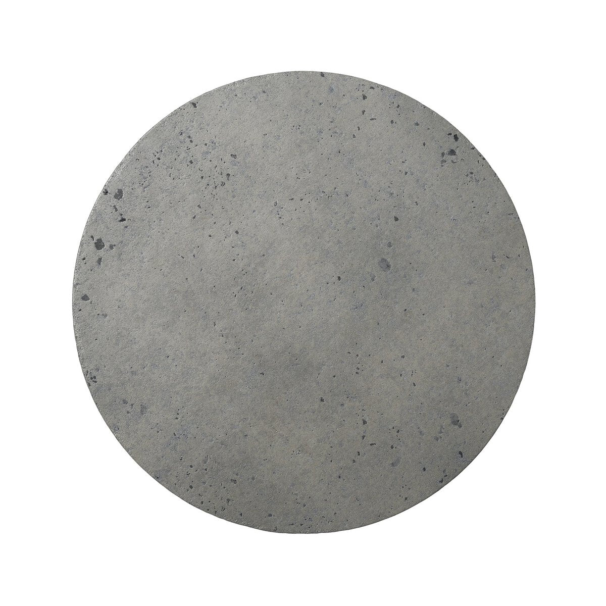 The Outdoor Round Propane Enclosure features a smooth, gray concrete finish with subtle dark specks—ideal as a stylish side table or to discreetly house your fire table’s propane tank.