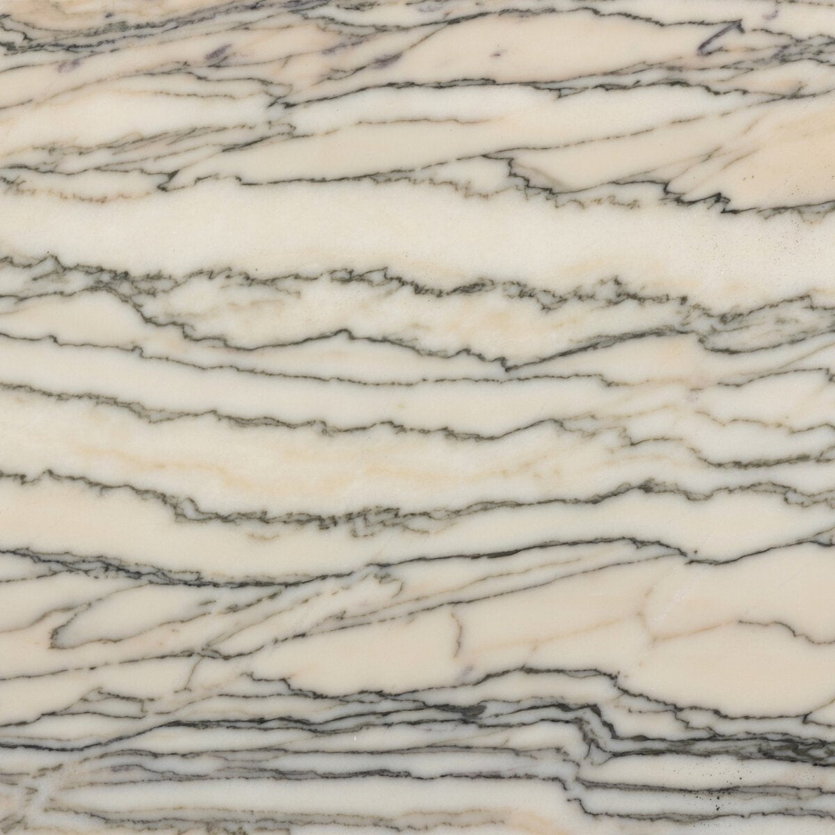 Close-up of a polished marble surface with creamy white background and wavy gray-black veining, exuding heritage charm—perfect for pairing with the Two-Tier Metal Nightstand or marble shelves for a timeless look.