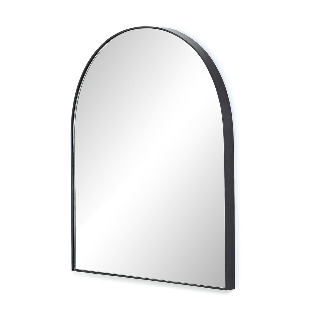 The Georgina Wide Mirror features a decorative black arched frame and is displayed at a slight angle against a white background.