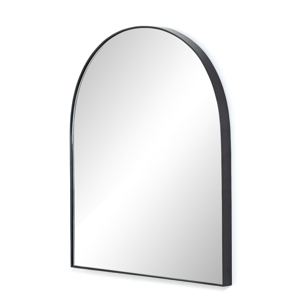 The Georgina Wide Mirror features a decorative black arched frame and is displayed at a slight angle against a white background.