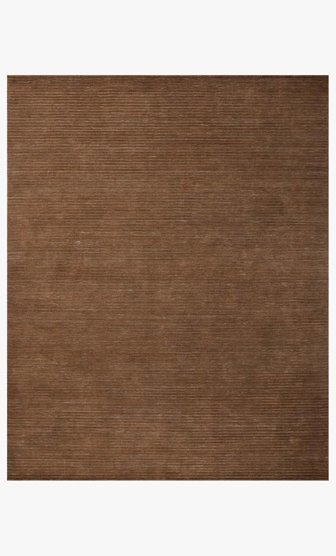 The Hand Loomed Chunky Stripes Rug 8'6x11'6 is a rectangular brown rug featuring a fine horizontal ribbed texture, warm earthy color, and a simple solid design without patterns or borders, available in multiple sizes.