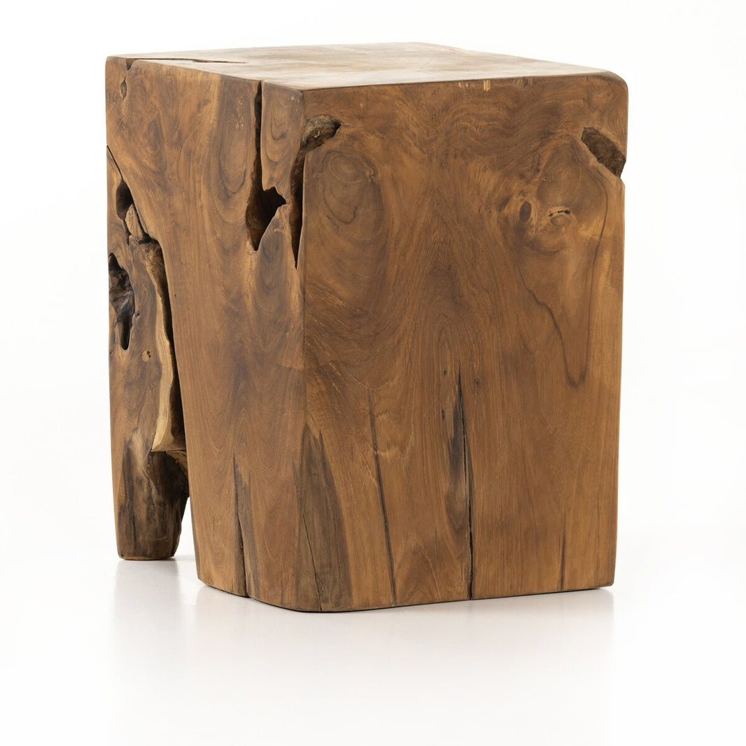 Aged Teak Square End Table