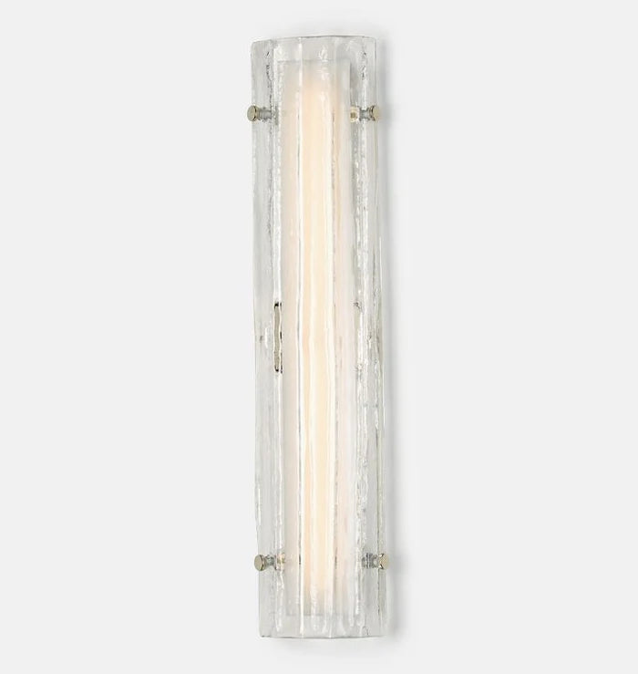FLUTED GLASS & NICKEL WALL SCONCE
