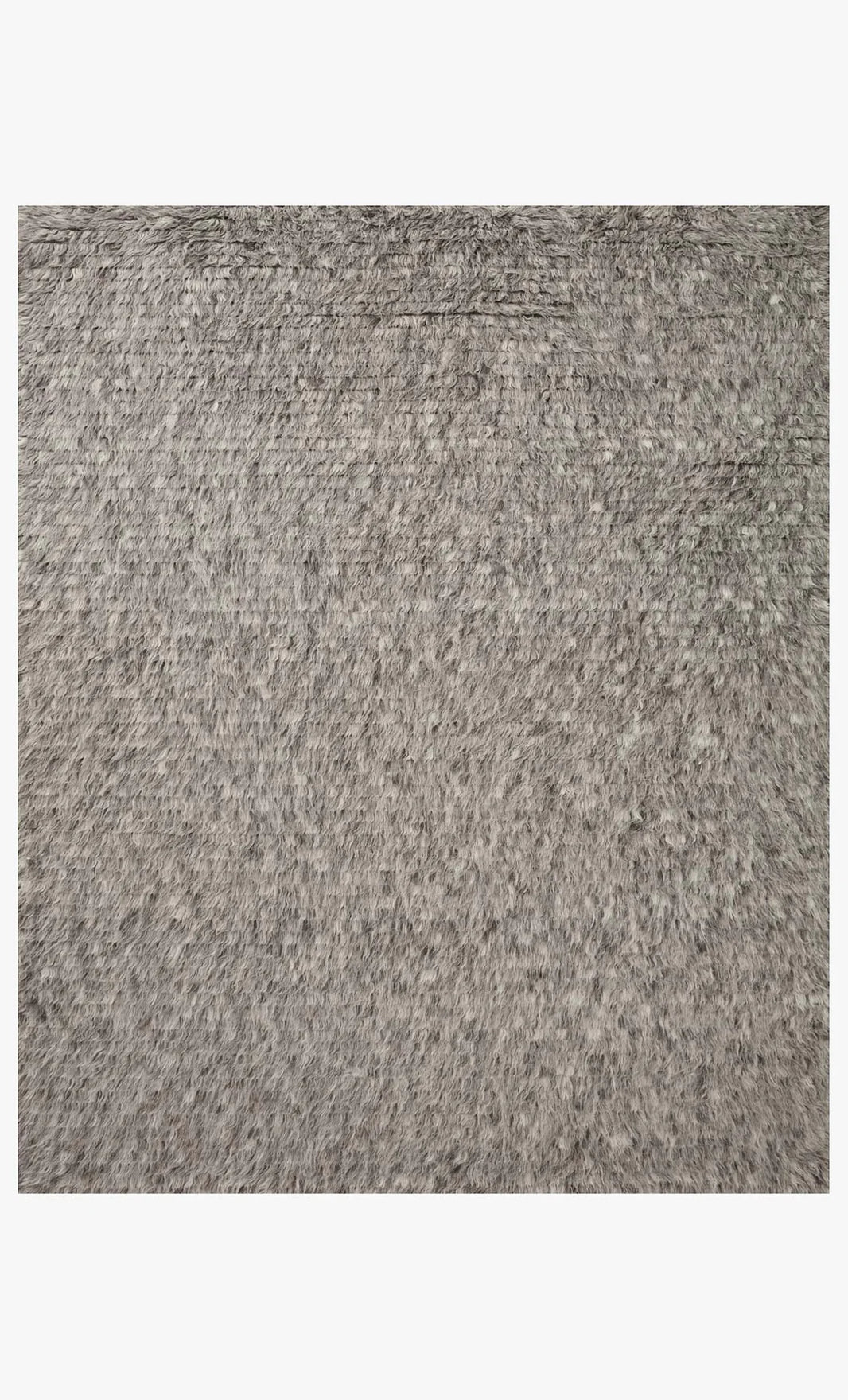 Close-up view of the Hand Knotted Shag Grey Rug (8'x10'), highlighting its dense, soft textured faux fur surface with subtle color variations and directional fibers.