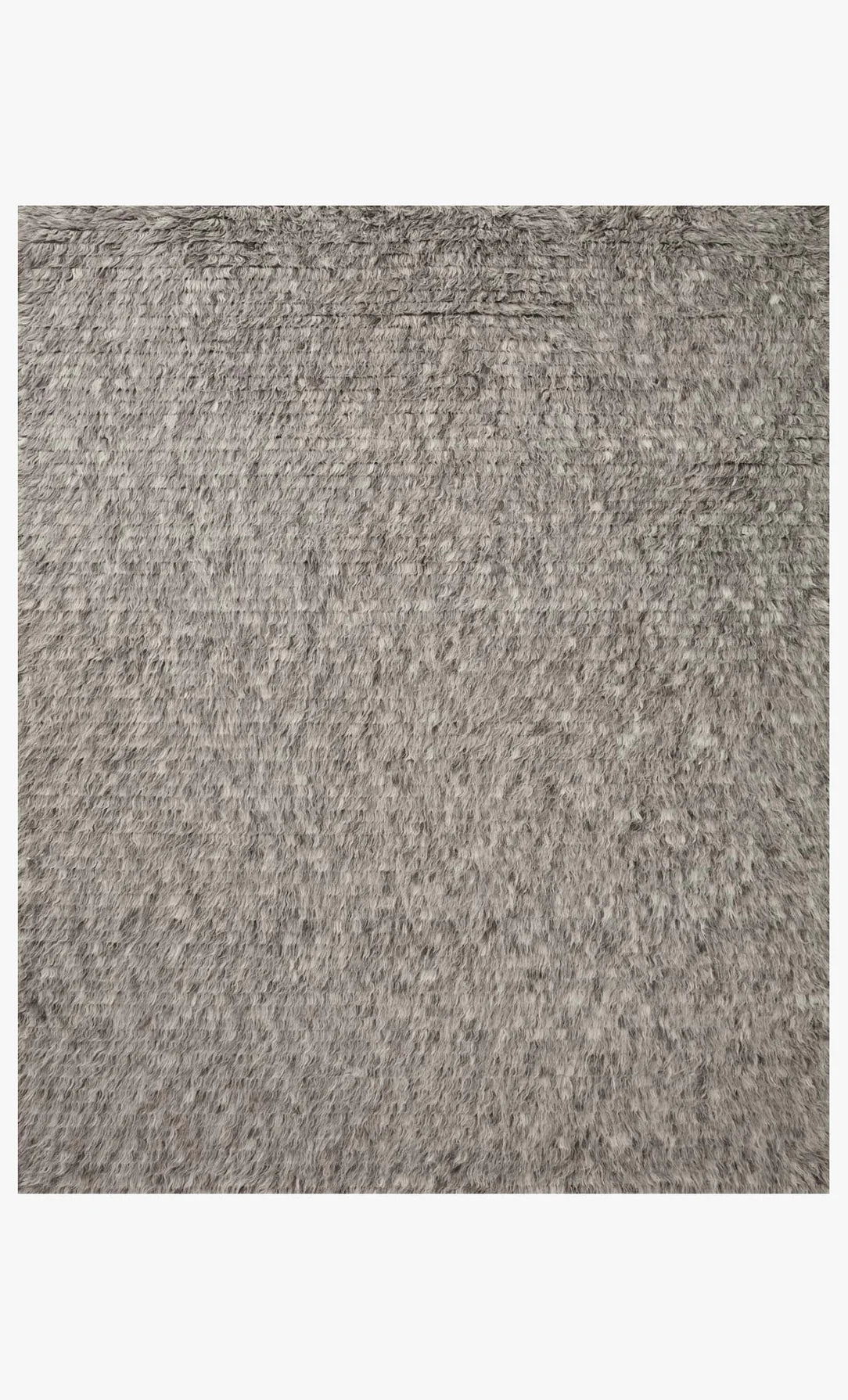 Close-up view of the Hand Knotted Shag Grey Rug (8'x10'), highlighting its dense, soft textured faux fur surface with subtle color variations and directional fibers.